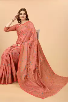 Women'S Chanderi Cotton Silk Saree With Unstitched Boluse Piece