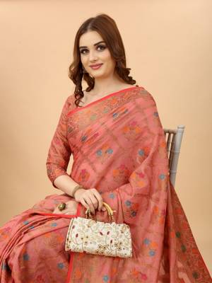 Women'S Chanderi Cotton Silk Saree With Unstitched Boluse Piece 4