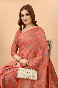 Women'S Chanderi Cotton Silk Saree With Unstitched Boluse Piece