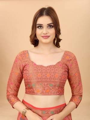 Women'S Chanderi Cotton Silk Saree With Unstitched Boluse Piece 5