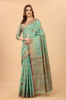 Women'S Chanderi Cotton Silk Saree With Unstitched Boluse Piece