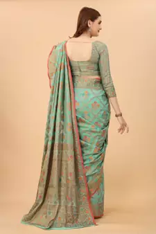 Women'S Chanderi Cotton Silk Saree With Unstitched Boluse Piece