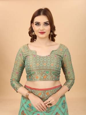 Women'S Chanderi Cotton Silk Saree With Unstitched Boluse Piece 5