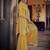 MUSTURD YELLOW THREAD EMBROIDERED WITH FOIL MIRROR ORGANZA GHARARA SUIT SEMI STITCHED