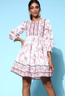 Multicolor printed cotton long-dresses 1