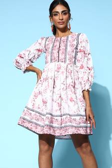 Multicolor printed cotton long-dresses