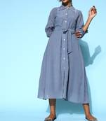 Grey printed georgette long-dresses