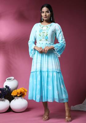 Fancy And Trendy Party Wear Kurti In Stunning Blue Colour 1