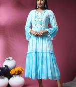 Fancy And Trendy Party Wear Kurti In Stunning Blue Colour