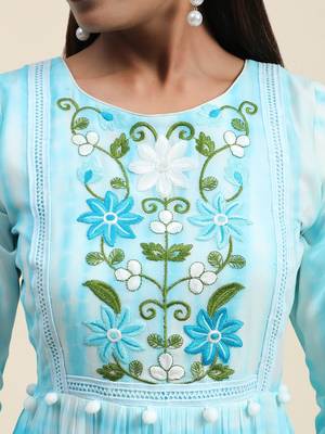 Fancy And Trendy Party Wear Kurti In Stunning Blue Colour 3