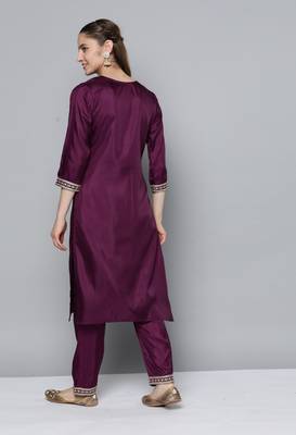 Purple embroidered silk blend salwar 2