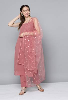 Mauve sequins georgette salwar 1