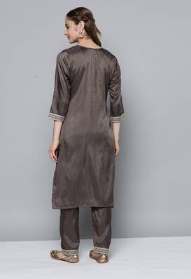 Grey embroidered silk blend salwar 2