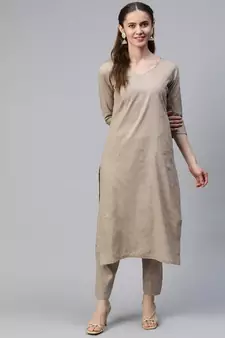 SHADES Handloom brown suit set (set of 2)