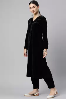 Women's Black Velvet Salwar Suit Set
