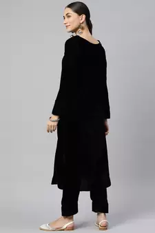 Women's Black Velvet Salwar Suit Set