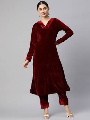 SHADES Maroon Velvet Suit (Set of 2) 1