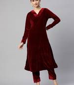 SHADES Maroon Velvet Suit (Set of 2)