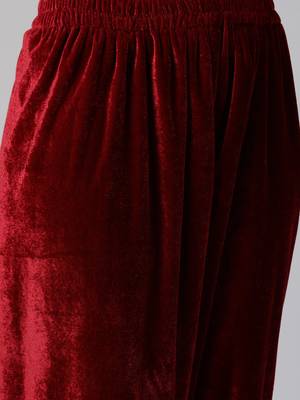 SHADES Maroon Velvet Suit (Set of 2) 3