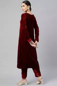 SHADES Maroon Velvet Suit (Set of 2)