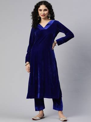 SHADES Royal Blue Velvet Suit (Set of 2) 1