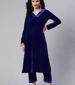 SHADES Royal Blue Velvet Suit (Set of 2)