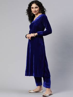 SHADES Royal Blue Velvet Suit (Set of 2) 4