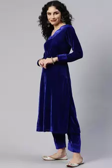 SHADES Royal Blue Velvet Suit (Set of 2)