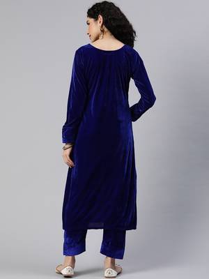 SHADES Royal Blue Velvet Suit (Set of 2) 5