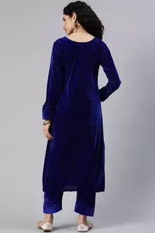 SHADES Royal Blue Velvet Suit (Set of 2)