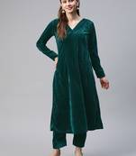 SHADES Bottle Green Velvet Suit (Set of 2)