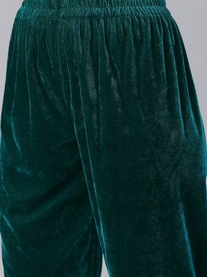 SHADES Bottle Green Velvet Suit (Set of 2) 3