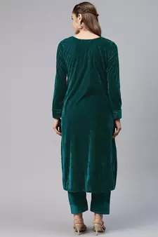 SHADES Bottle Green Velvet Suit (Set of 2)