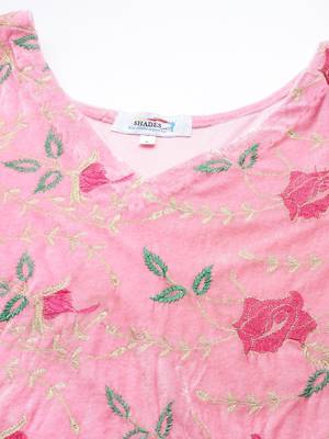 SHADES Baby Pink Embroidered Velvet Suit (Set of 3) 2