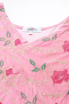 SHADES Baby Pink Embroidered Velvet Suit (Set of 3)