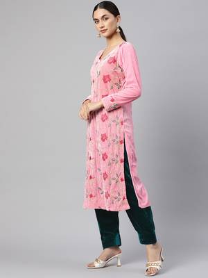 SHADES Baby Pink Embroidered Velvet Suit (Set of 3) 5