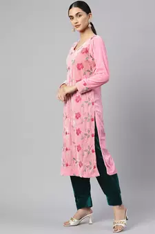 SHADES Baby Pink Embroidered Velvet Suit (Set of 3)