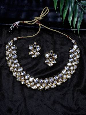 Steorra Jewels Traditional Jaipuri White Necklace Set For Women 1