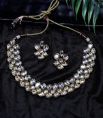 Steorra Jewels Traditional Jaipuri White Necklace Set For Women