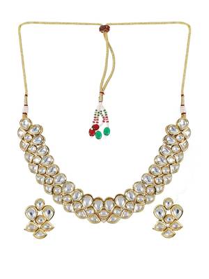 Steorra Jewels Traditional Jaipuri White Necklace Set For Women 2