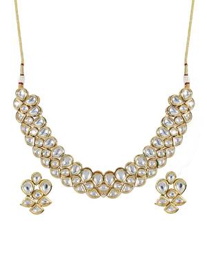 Steorra Jewels Traditional Jaipuri White Necklace Set For Women 3