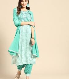 Radiant Leheriya Dreams - Blue and Green Kurta Set With Dupatta