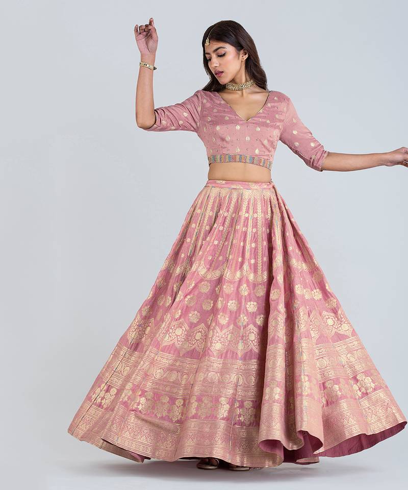 Vayu Zari Pink Lehenga Set With Dupatta