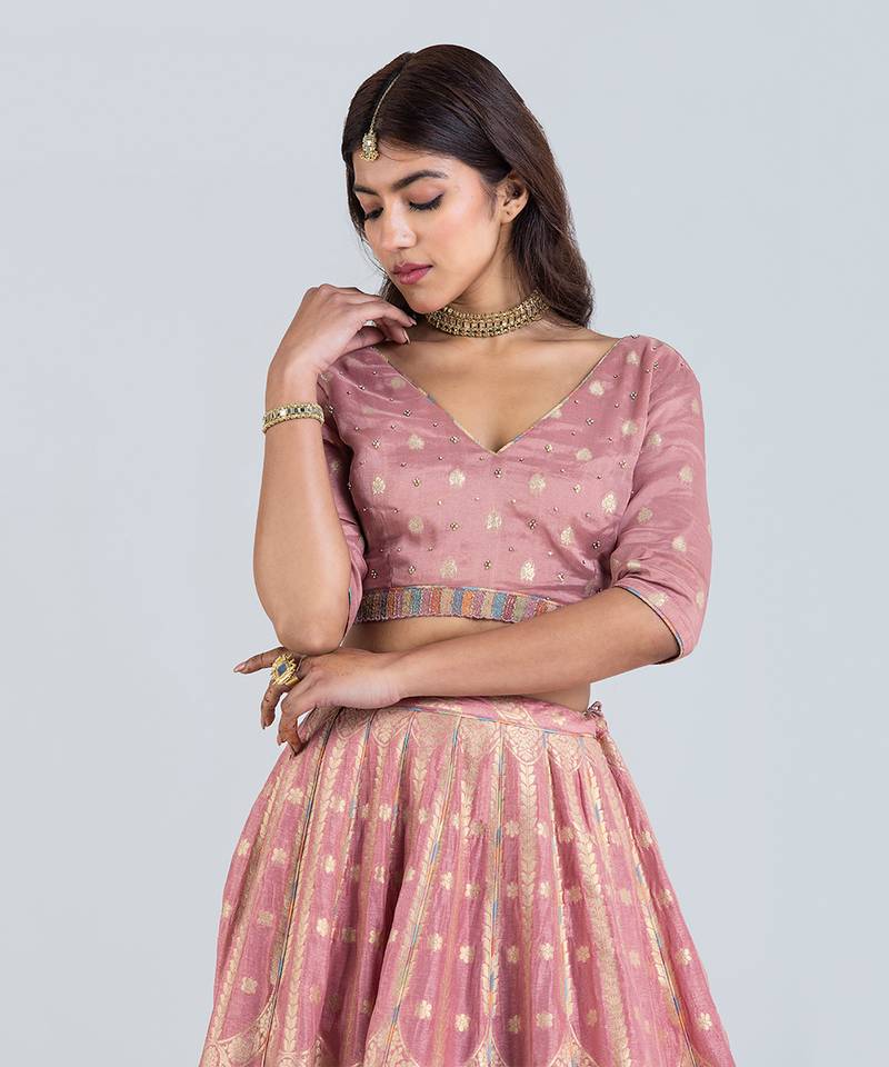 Vayu Zari Pink Lehenga Set With Dupatta