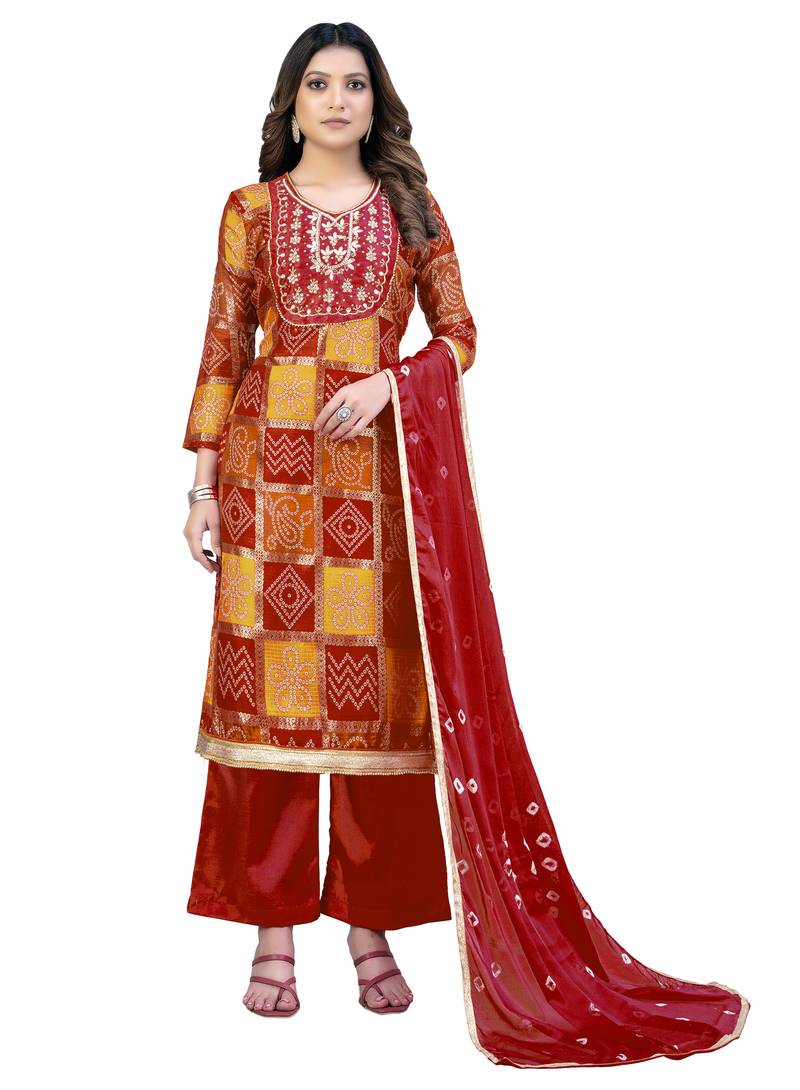 Multicolor embroidered silk salwar