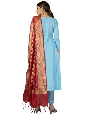 Blue embroidered jacquard salwar 3