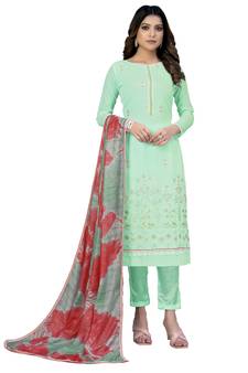 Green embroidered georgette salwar