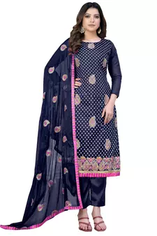 Blue embroidered chanderi salwar