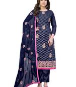 Blue embroidered chanderi salwar