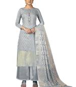 Grey embroidered jacquard salwar